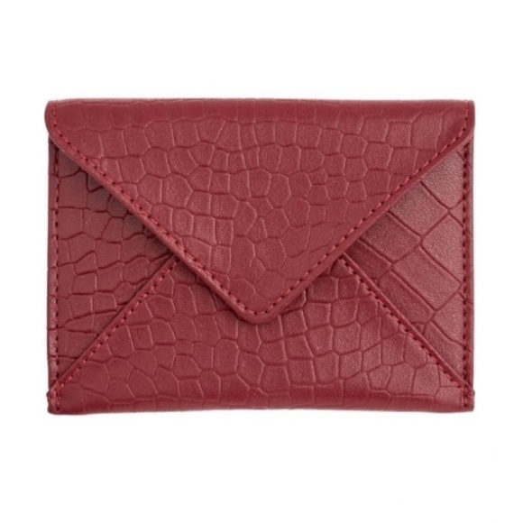 Rachel Miriam Leather Croc Embossed Card Case Purse - Picture 2 of 6